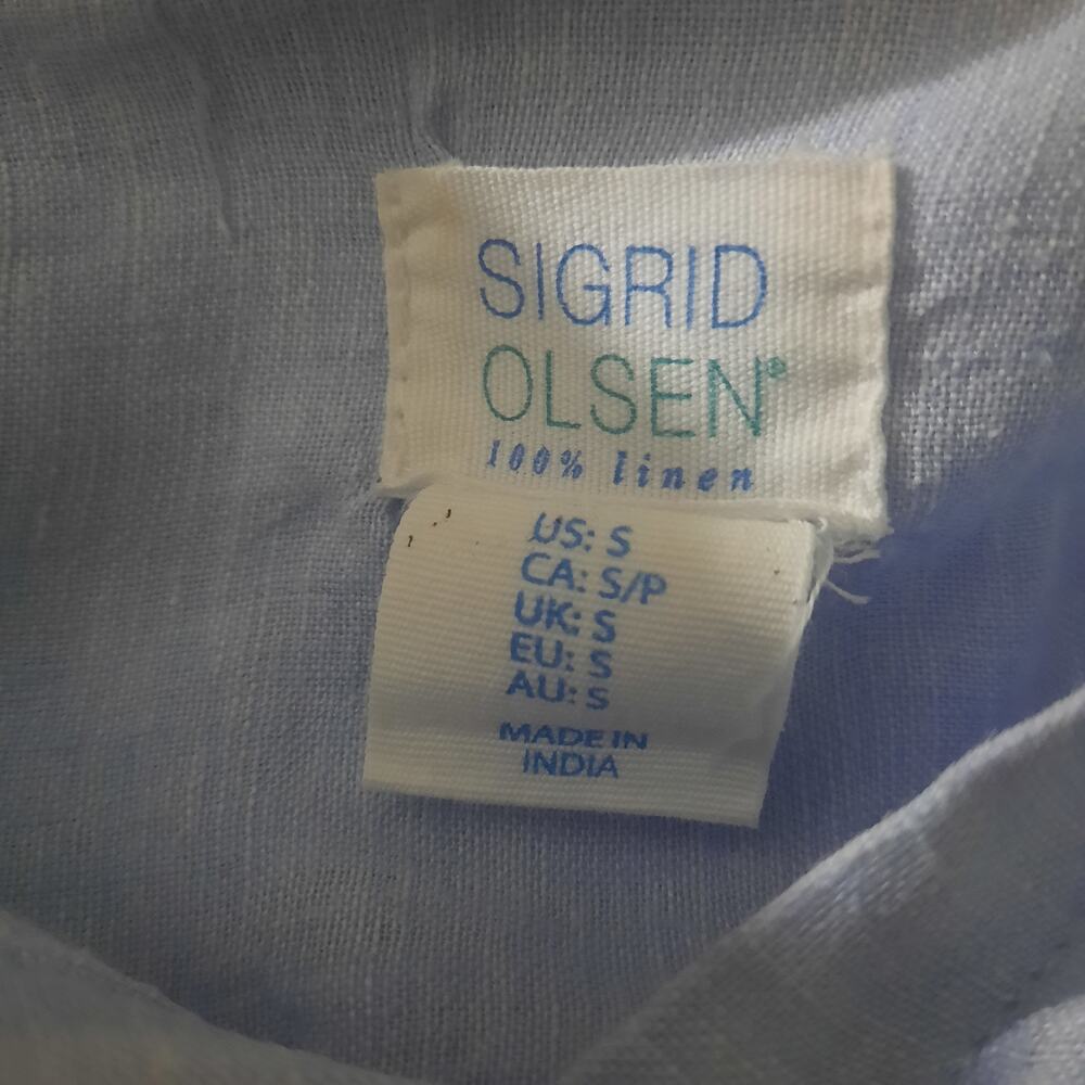 Sigrid Olsen Womens Sky Blue 100% Linen Long Sleeve Shirt Size Small - Picture 4 of 6
